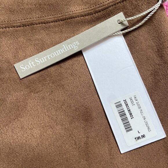 Soft Surroundings Faux Suede Pull On Ankle Leggings Saddle Brown Size Large - Picture 4 of 13